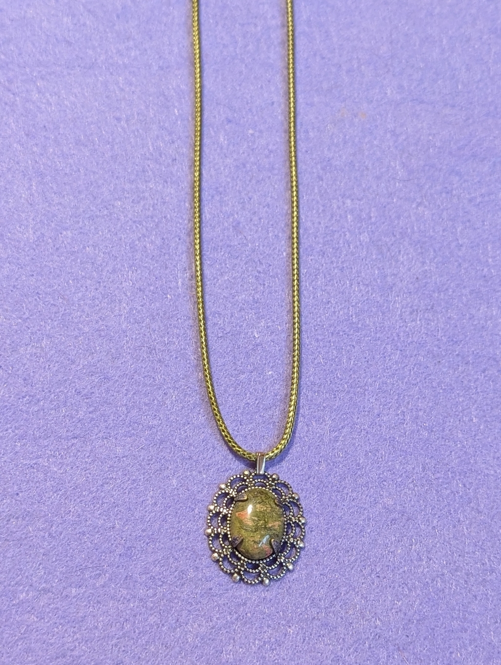 Green Mossy Agate Pendant Necklace